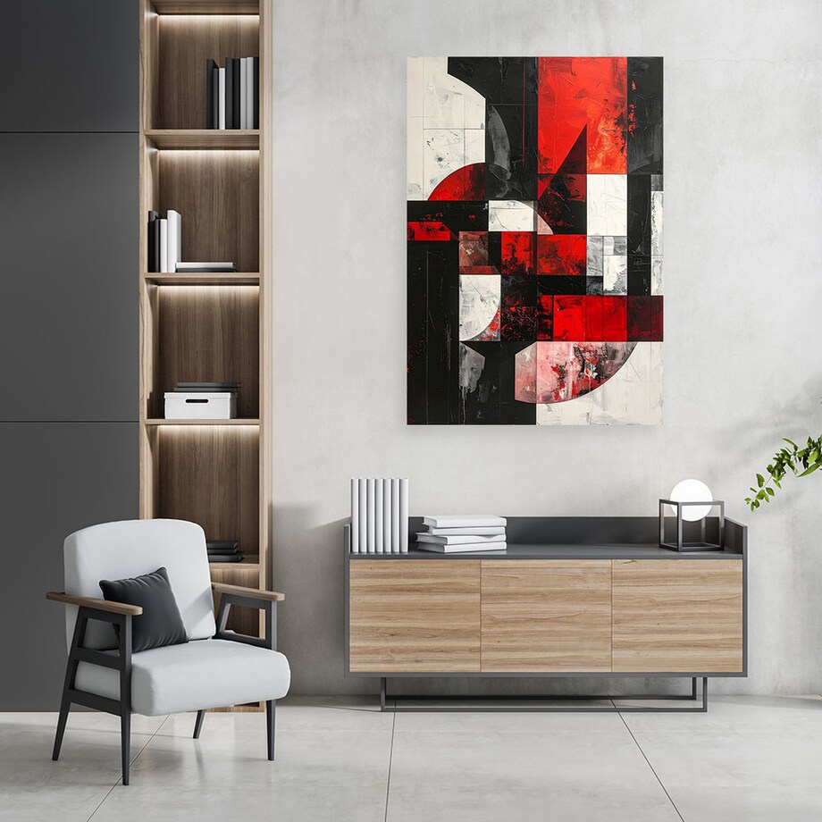 Obraz do salonu sypialni, Abstrakcja tekstura koła kształty czarno czerwony