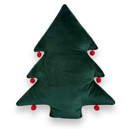 Poduszka Choinka z pomponami velvet zielony