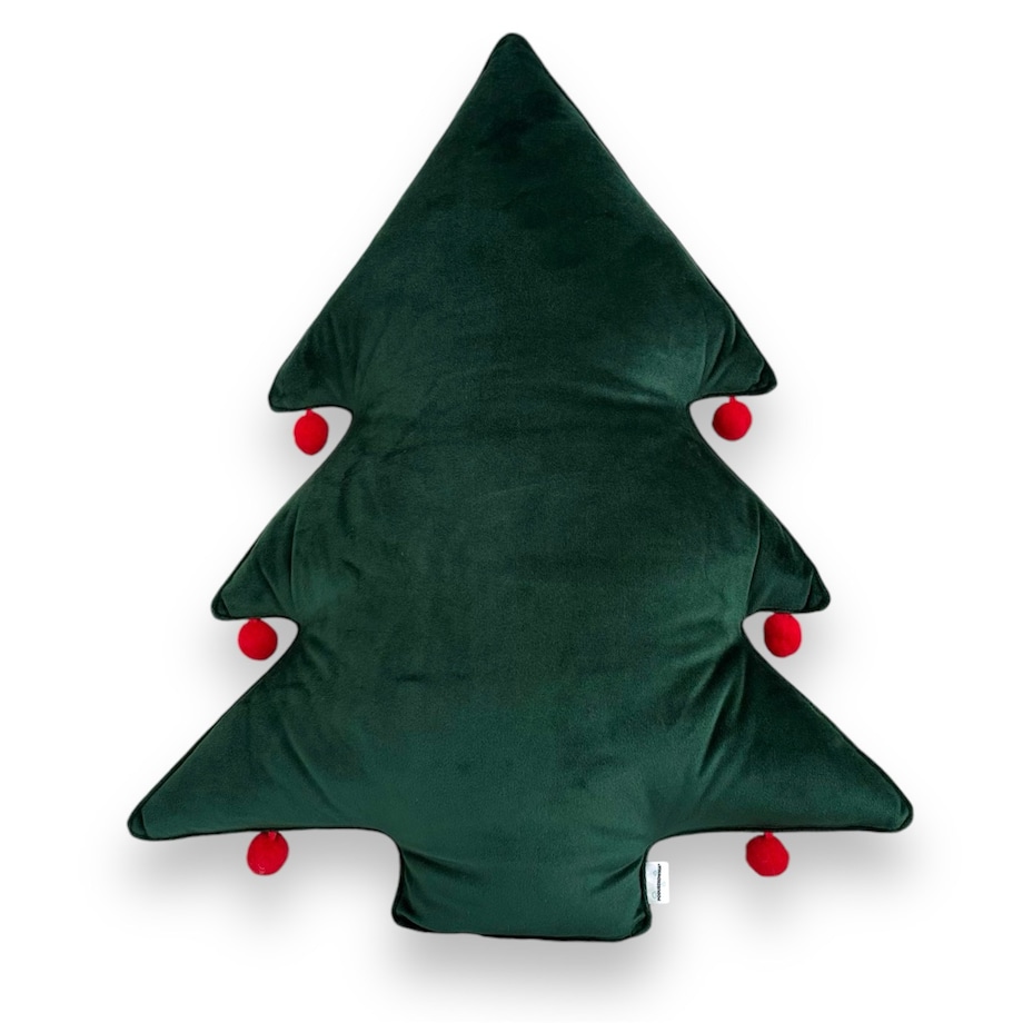 Poduszka Choinka z pomponami velvet zielony