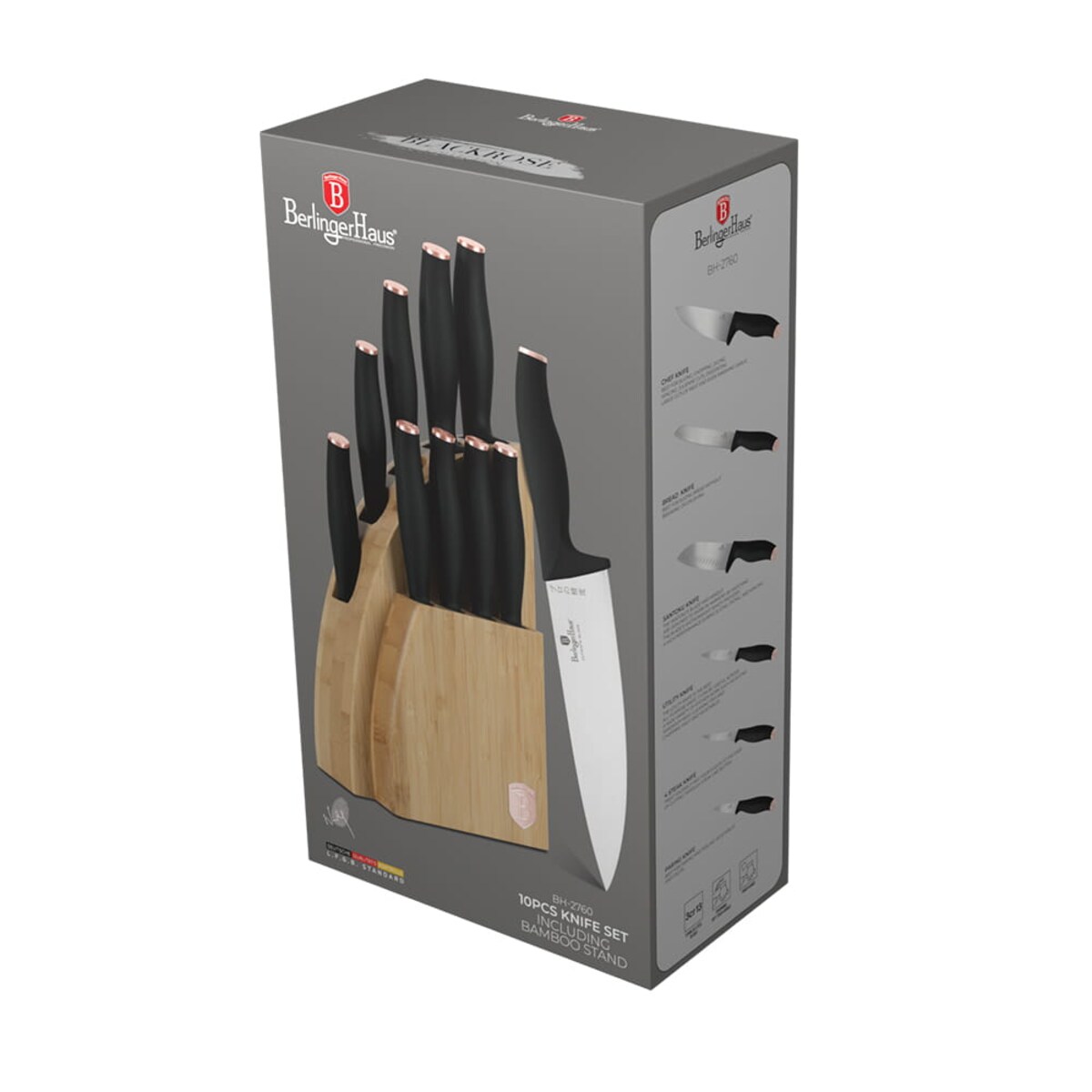 Zestaw noży w bloku bambusowym BERLINGER HAUS Black Rose