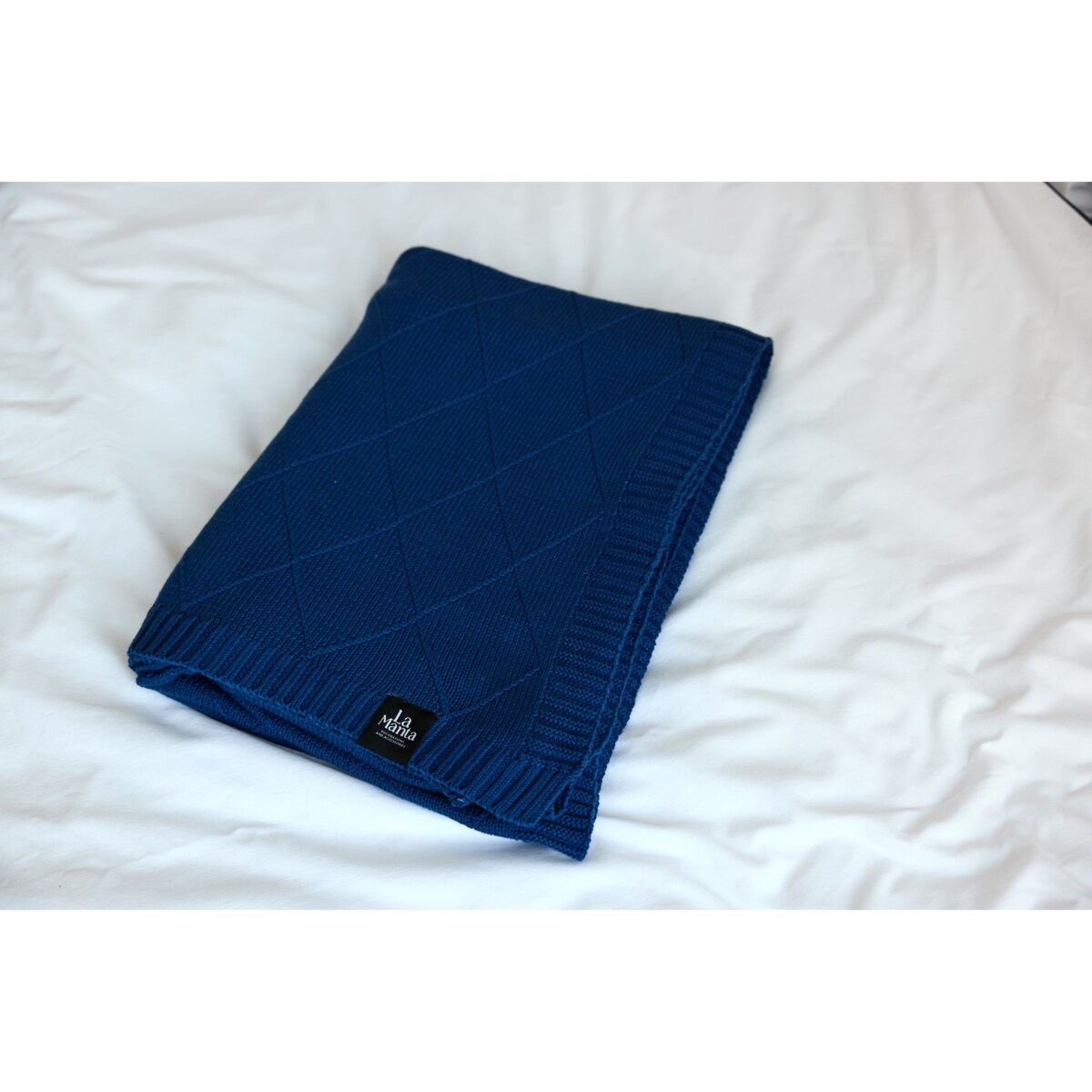 Narzuta romby granatowa, 220 x 240 cm, La Manta