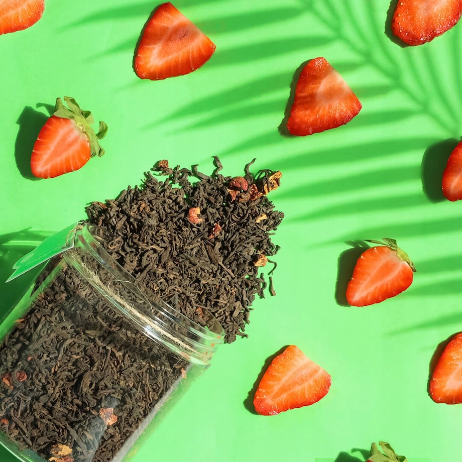 Herbata czerwona pu-erh TRUSKAWKOWY o smaku truskawkowym PREMIUM Cup&You - herbata liściasta sypana mieszanka napar susz - gotowa na prezent upominek