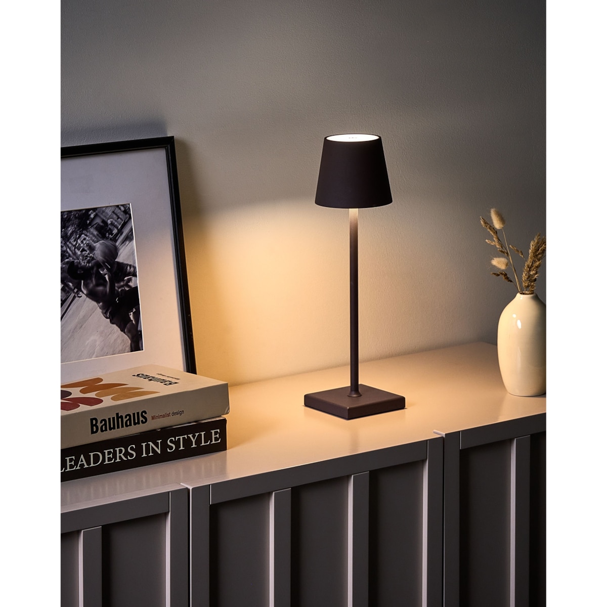 Bezprzewodowa lampa stołowa LED BACEIRO Ze ściemniaczem Metal Brązowy