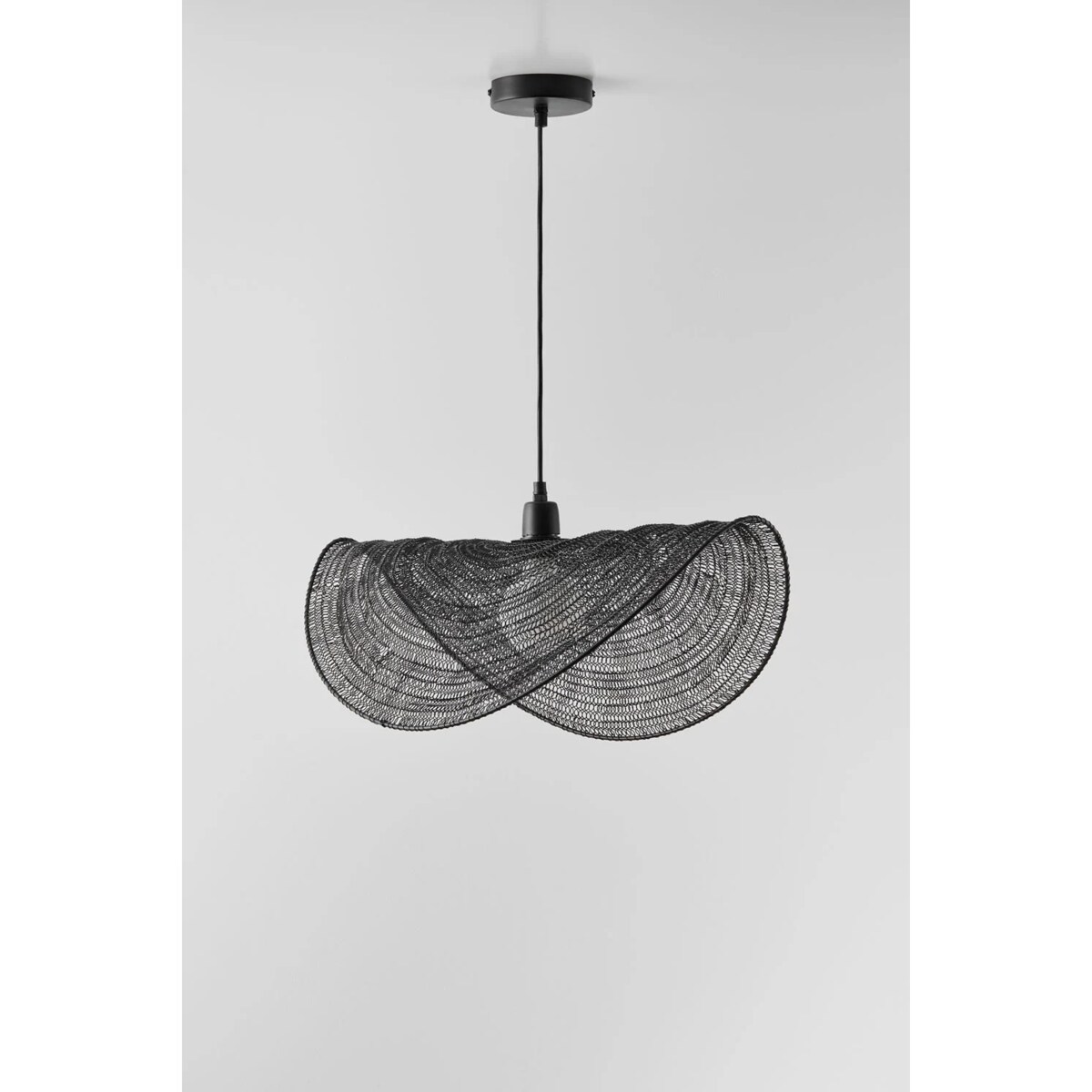 Lampa wisząca z drucianej siatki Garaine 58 cm, czarna