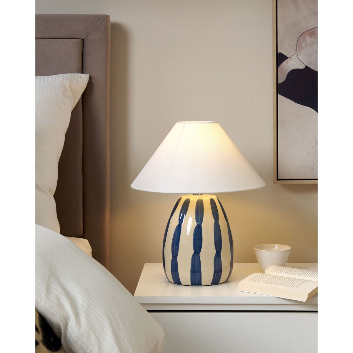 Lampa stołowa LUCHETTI Ceramika Biały/ niebieski