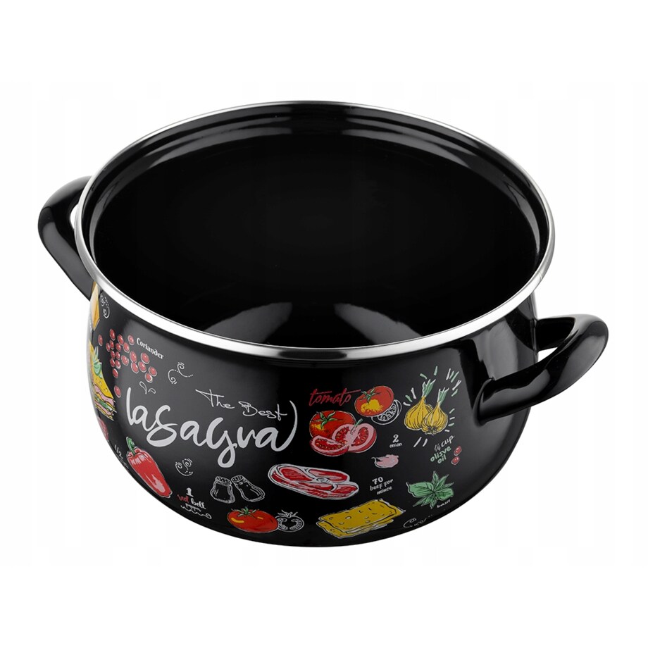 GARNEK EMALIOWANY pleszew 22 cm 5,3 L kuchenny do gotowania zupa czarny