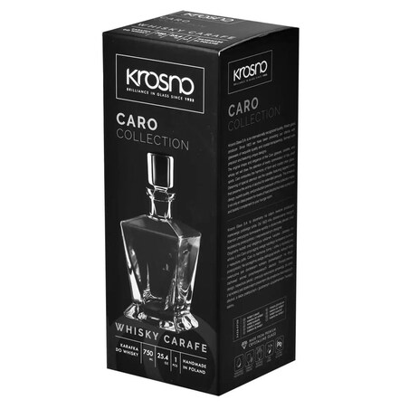 Krosno Caro Karafka do Whisky 750 ml Kwadratowa z Korkiem Elegancka