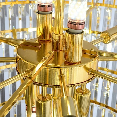 Lampa Wisząca Glamour Kryształowa Gold Złota E14