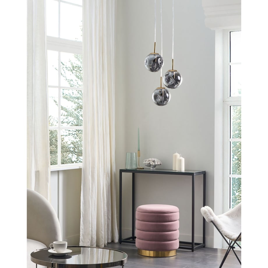 Lampa wisząca szklana 3-punktowa przezroczysta z mosiężnym RALFES