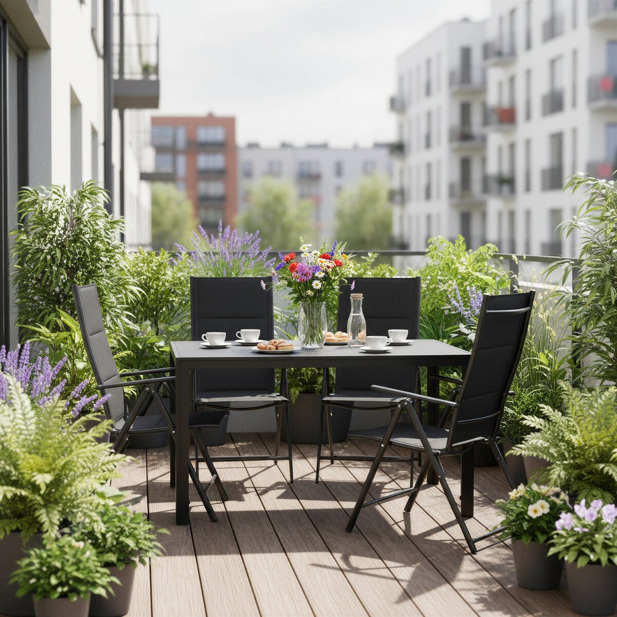 Stół ogrodowy z aluminium czarny