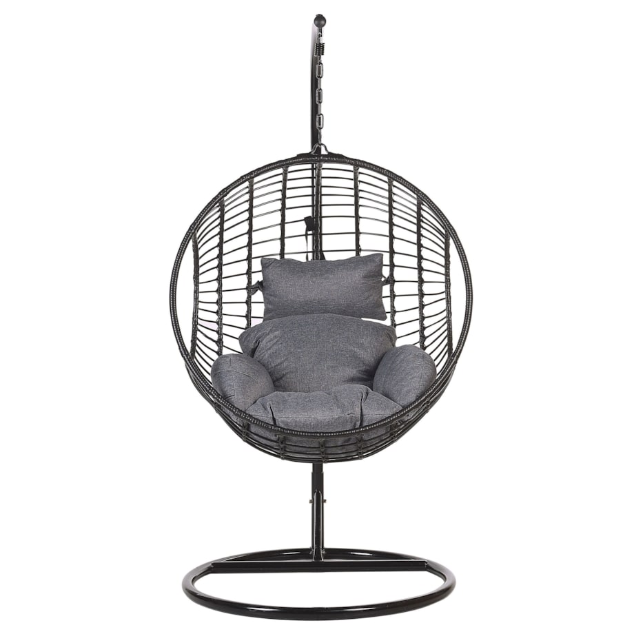 Fotel wiszący ze stojakiem ASPIO Technorattan Czarny