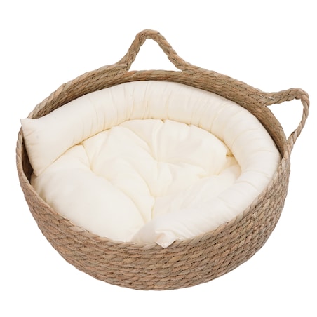 Miękkie Legowisko dla zwierząt w wiklinowym koszyku poduszka pies kot