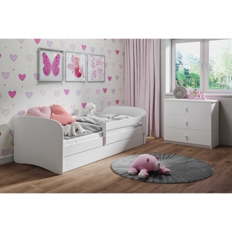 Łóżko babydreams białe bez wzoru z szufladą materac 180/80
