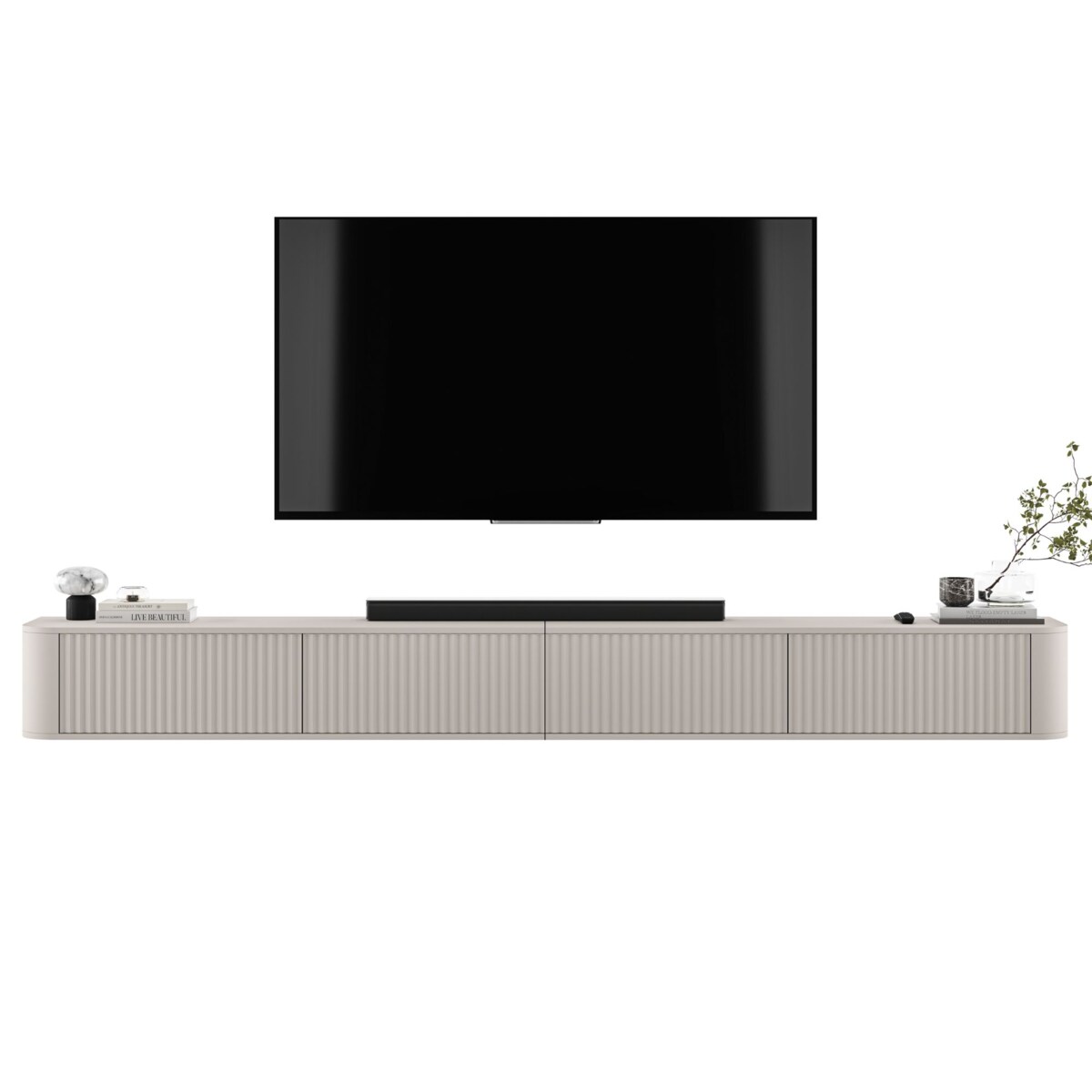 Szafka RTV Wisząca 280 cm Glamour Kaszmir Mat Nowoczesna Komoda RTV