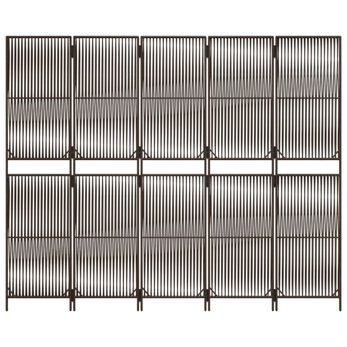 vidaXL Parawan 5-panelowy, brązowy, polirattan