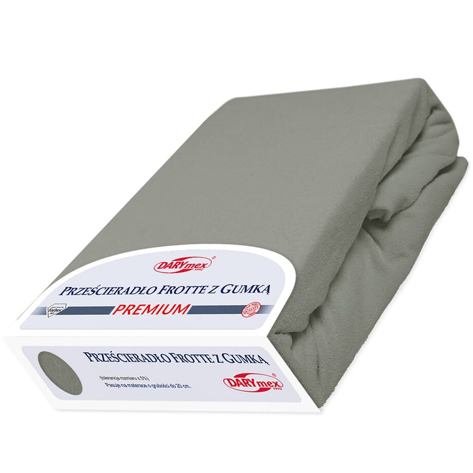 Prześcieradło z bawełny frotte z gumką 90x200 kolor szary PREMIUM