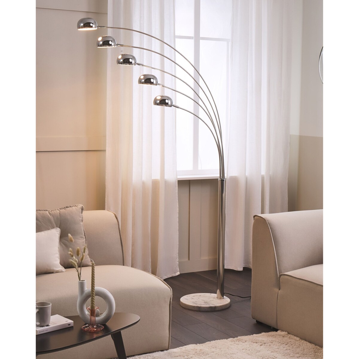 Lampa podłogowa FLINDERS Regulowana Metal Srebrny
