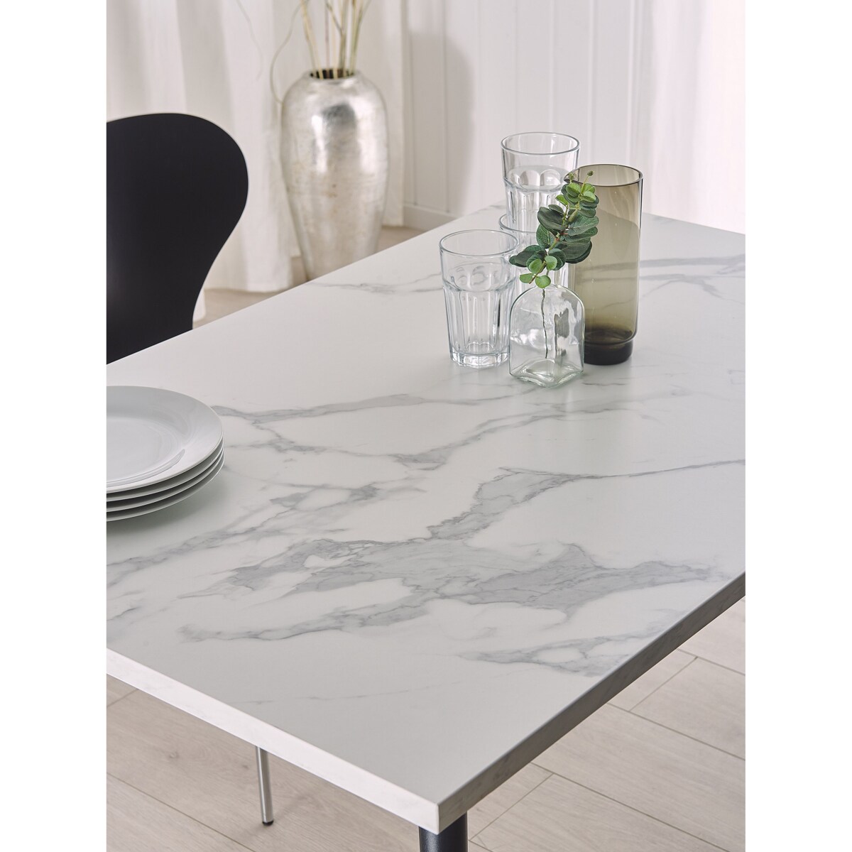 Stół do jadalni 120 x 80 cm efekt marmuru biało-czarny SANTIAGO