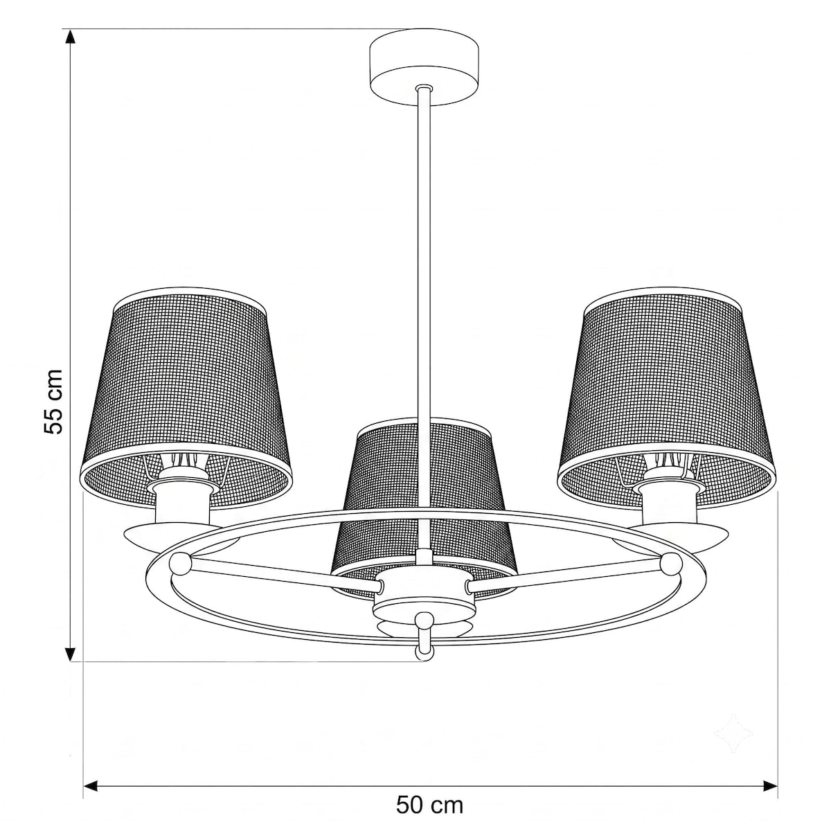 lampa wisząca 3-punktowa boho z abażurami z juty edylit czarna