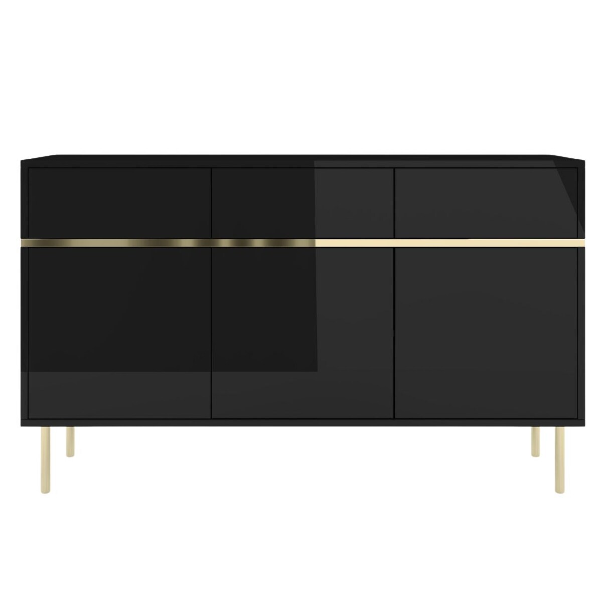 Elegancka czarna komoda Dancan MARIKA ze złotymi dodatkami