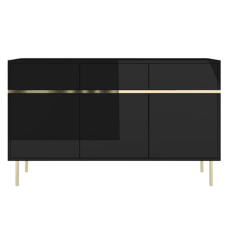 Elegancka czarna komoda Dancan MARIKA ze złotymi dodatkami
