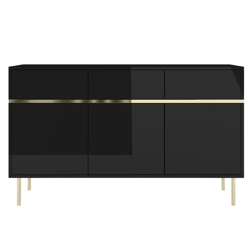 Elegancka czarna komoda Dancan MARIKA ze złotymi dodatkami