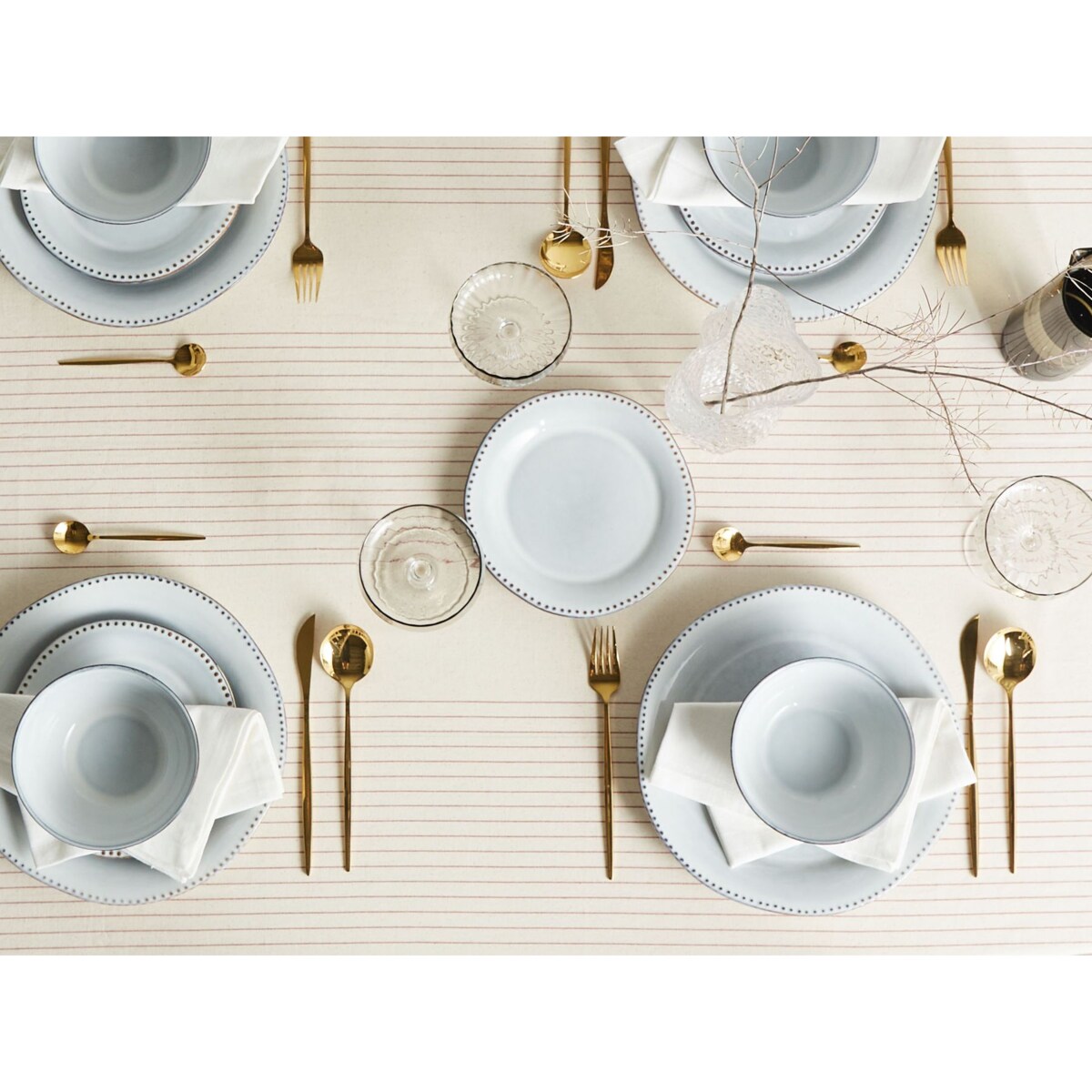 Zastawa stołowa 12-częściowa CHERVIL Kamionka Błękitny