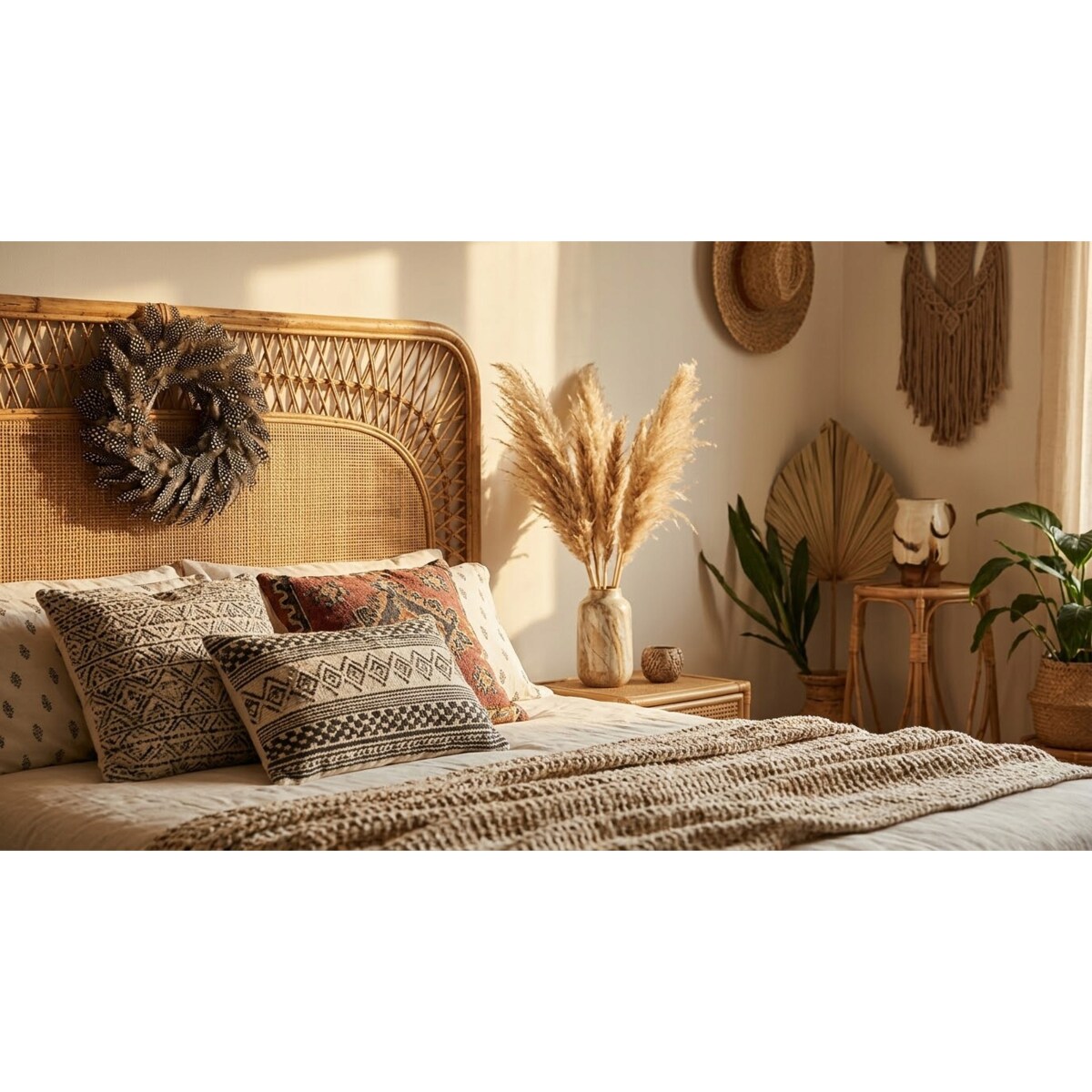 WIANEK NA DRZWI WIOSENNY 30cm BOHO NATURALNE PIÓRA SZARY JESIENNY NA ŚCIANĘ