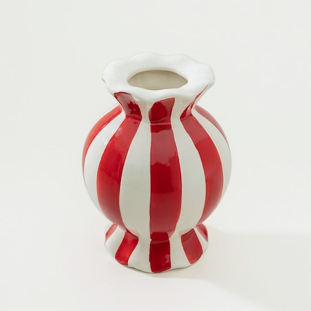 Wazon Peppermint 13x18 cm boże narodzenie, święta, świąteczne, biały-czerwony, 13x13x18 cm