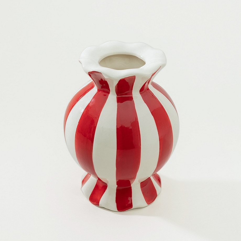 Wazon Peppermint 13x18 cm boże narodzenie, święta, świąteczne, biały-czerwony, 13x13x18 cm