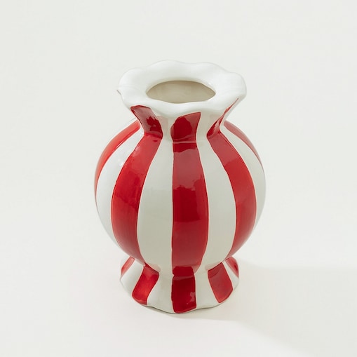 Wazon Peppermint 13x18 cm boże narodzenie, święta, świąteczne, biały-czerwony, 13x13x18 cm