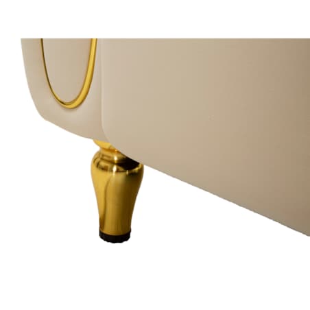 Sofa Alma, kolor kremowy i złoty, poliester, drewno eukaliptusowe, drewno sosnowe, sklejka i metal, 81 x 155 x 71 cm, do salonu, Mauro Ferretti
