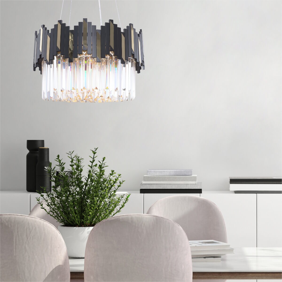 Wisząca lampa glamour Rotta 2200018M Zumaline do salonu nad stół metal szkło czarny złoty