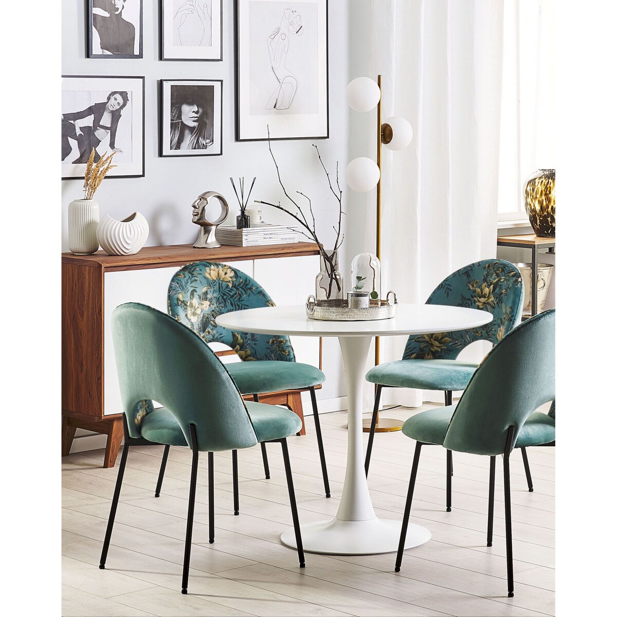 Zestaw 2 krzeseł do jadalni COVELO Welur Miętowy