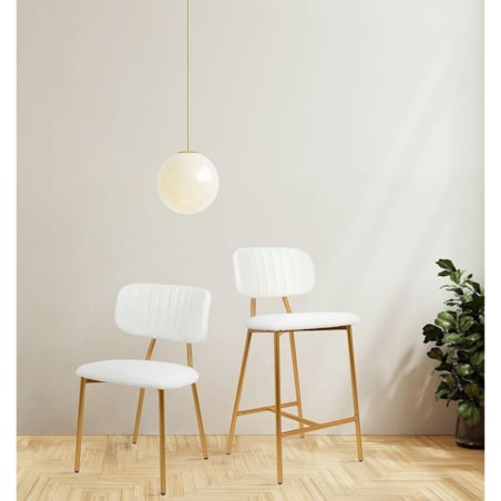 Komfortowe krzesło FABIOLA BOUCLEK H1201100125 białe złote, King Home