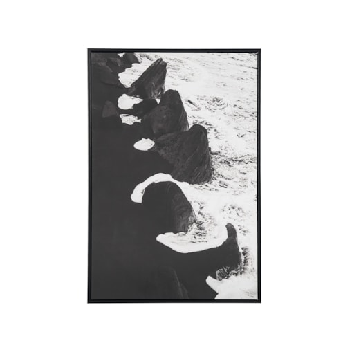 Obraz na płótnie w ramie morze 63 x 93 cm czarno-biały SIZIANO