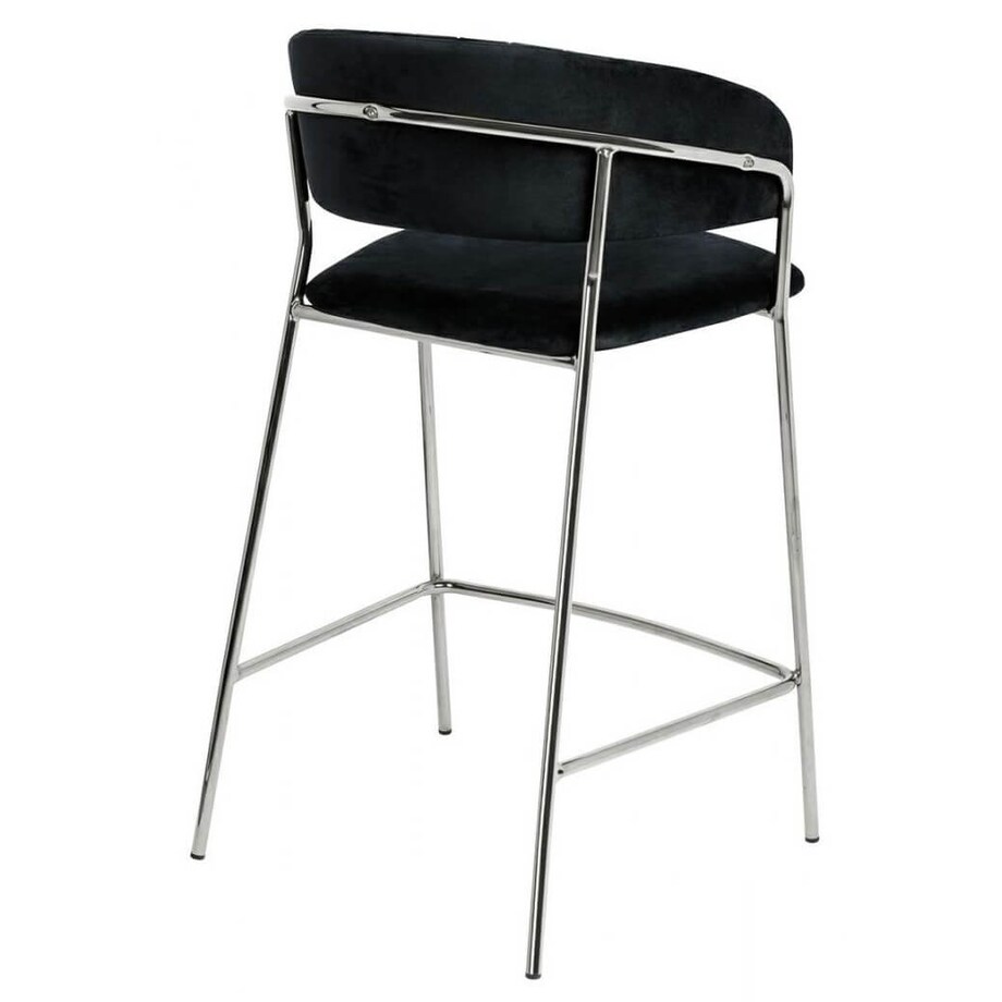 Krzesło barowe MARGO 65 czarny - welur, podstawa chromowana, King Home