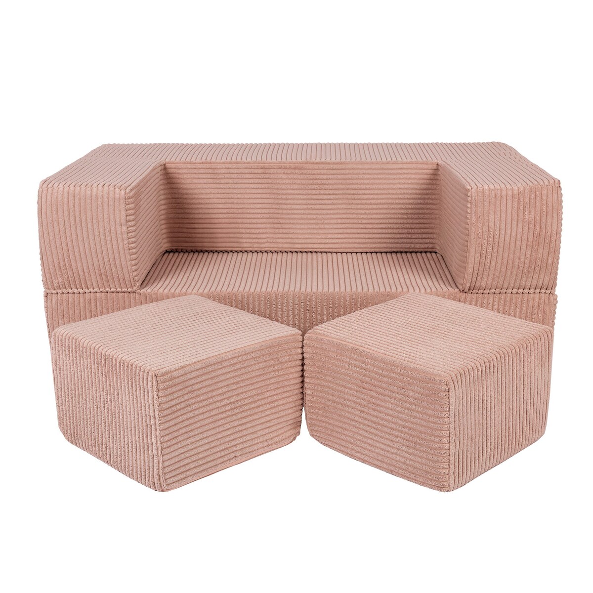 Piankowa Sofa Kostka dla Dzieci - Sofa do Pokoju Dziecięcego, Aesthetic, Pudrowy Róż