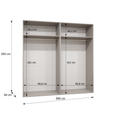 Szafa uchylna z lustrem Sandi 2 200 wys 202 cm Biały + u Czarny