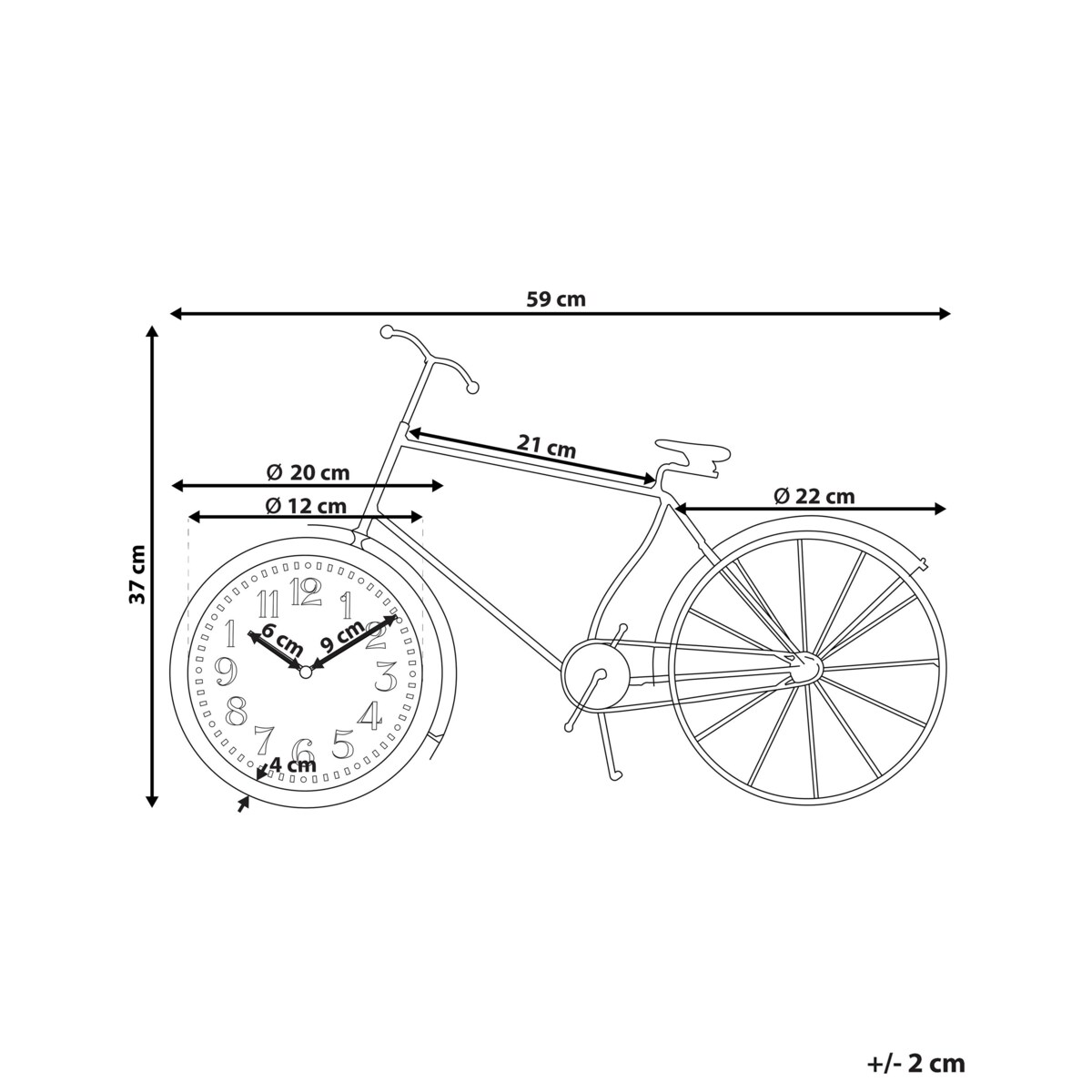 Zegar stojący w kształcie roweru czarny LILLO