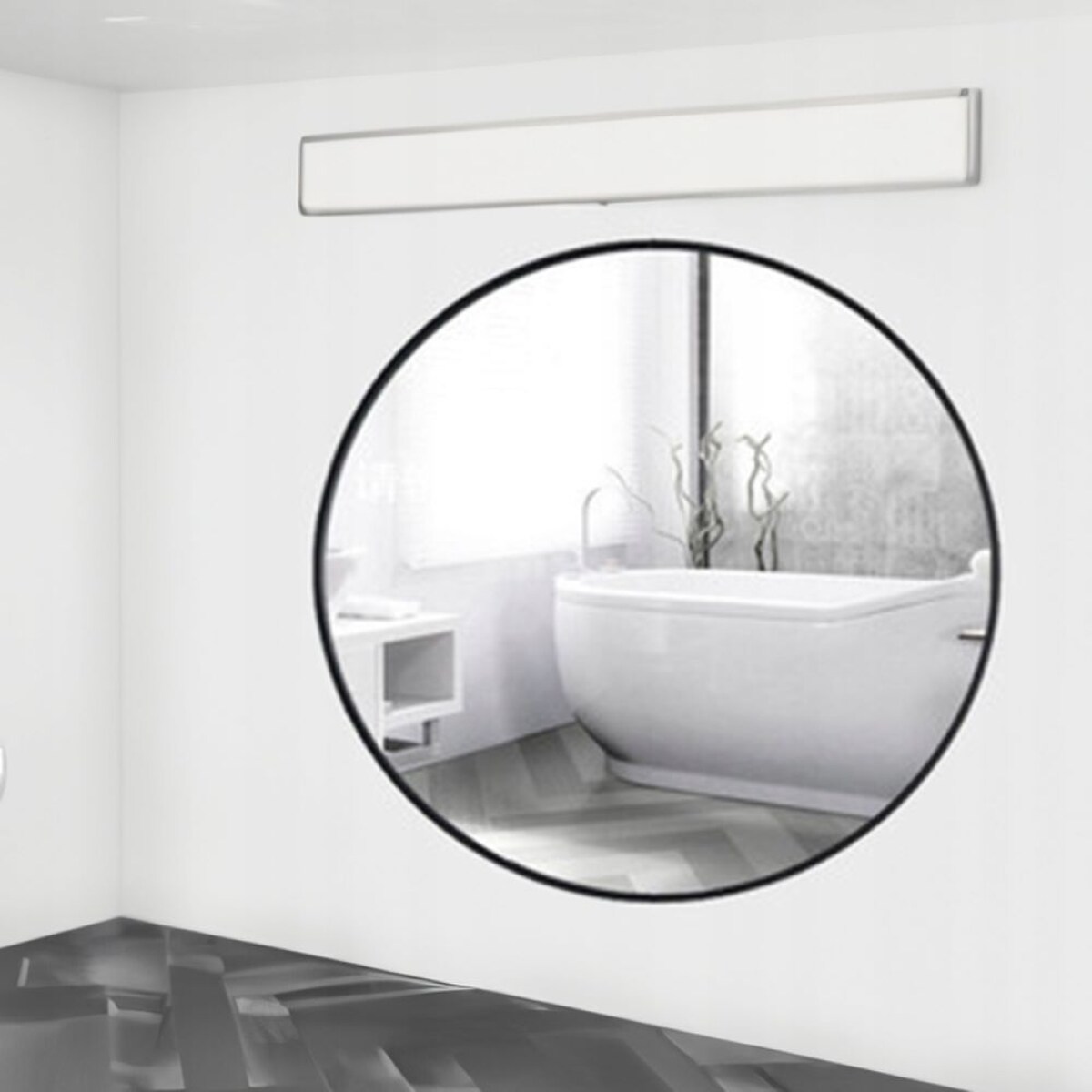 Duże lustro okrągłe industrialne łazienkowe salon sypialnia czarne 70cm