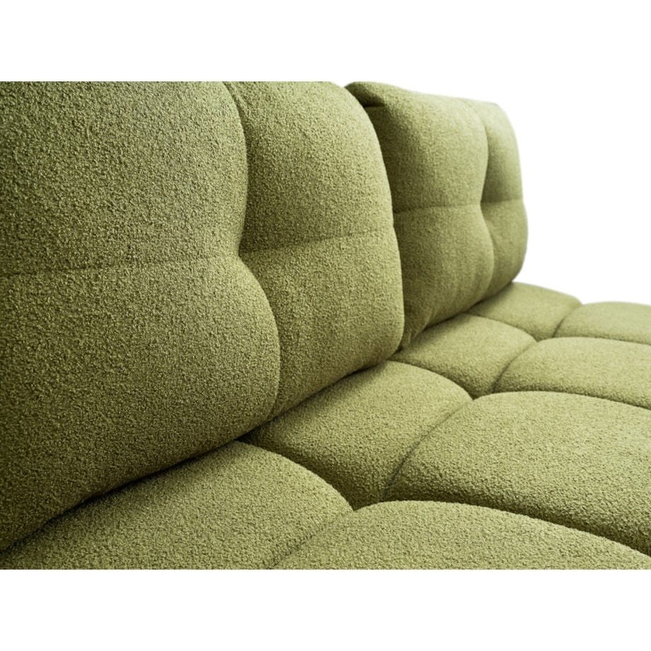 Kanapa trzyosobowa MILA rozkładana bez boczków obita tkaniną boucle zielona