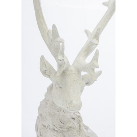 Dekoracja - figurka leżącego białego jelenia 38x32x15 cm KARGU-3 srebrny