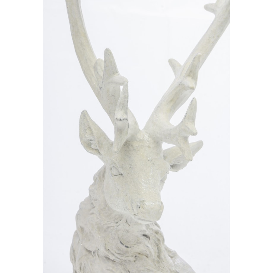 Dekoracja - figurka leżącego białego jelenia 38x32x15 cm KARGU-3 srebrny