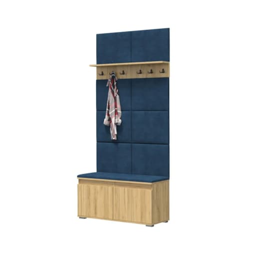 Szafka na buty z siedziskiem i wieszakiem SINGAPUR 100 dąb craft/granatowy