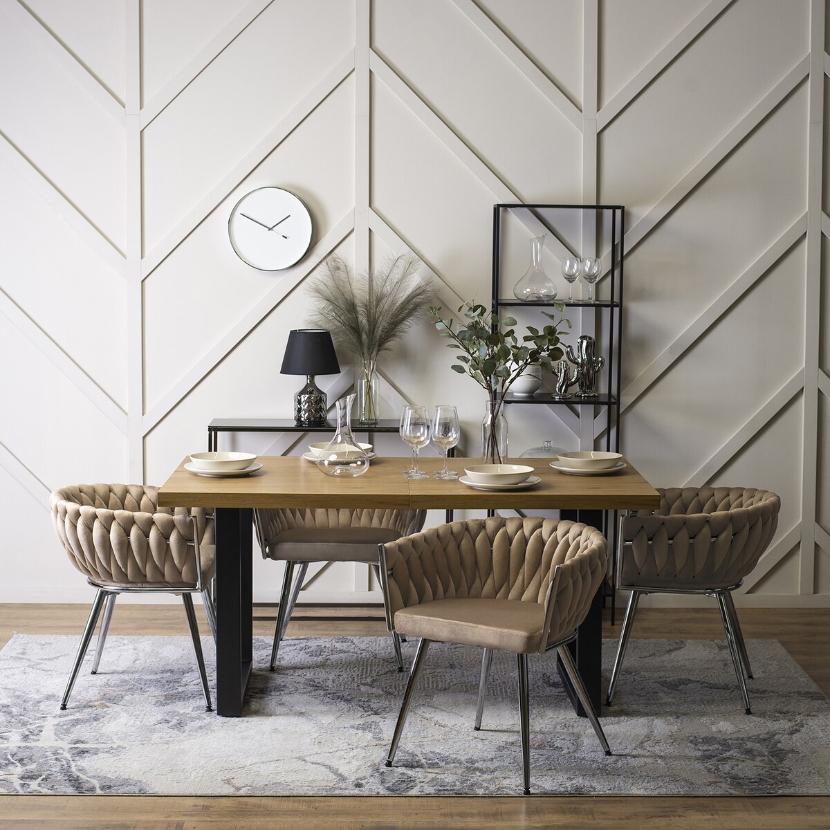 Krzesło Tapicerowane Plecionka Toaletki Loft SIENA Beżowe