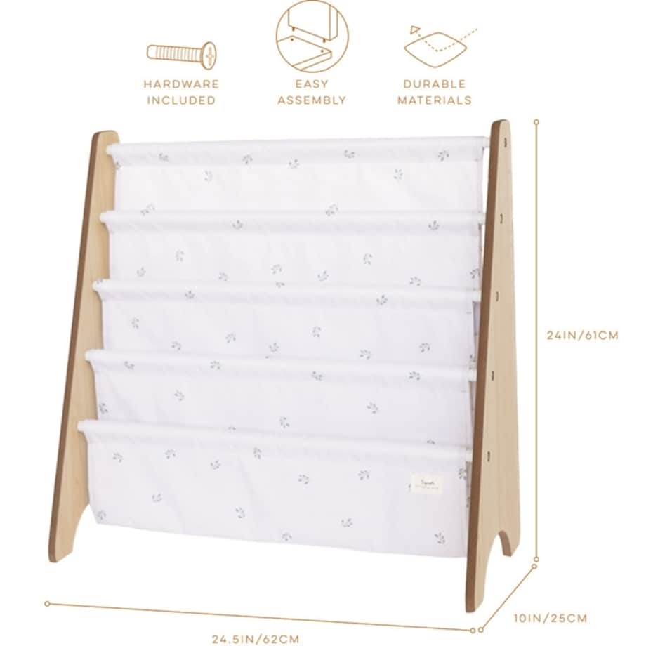 3 Sprouts Stojak na Książki Recycled Blueberry Ivory