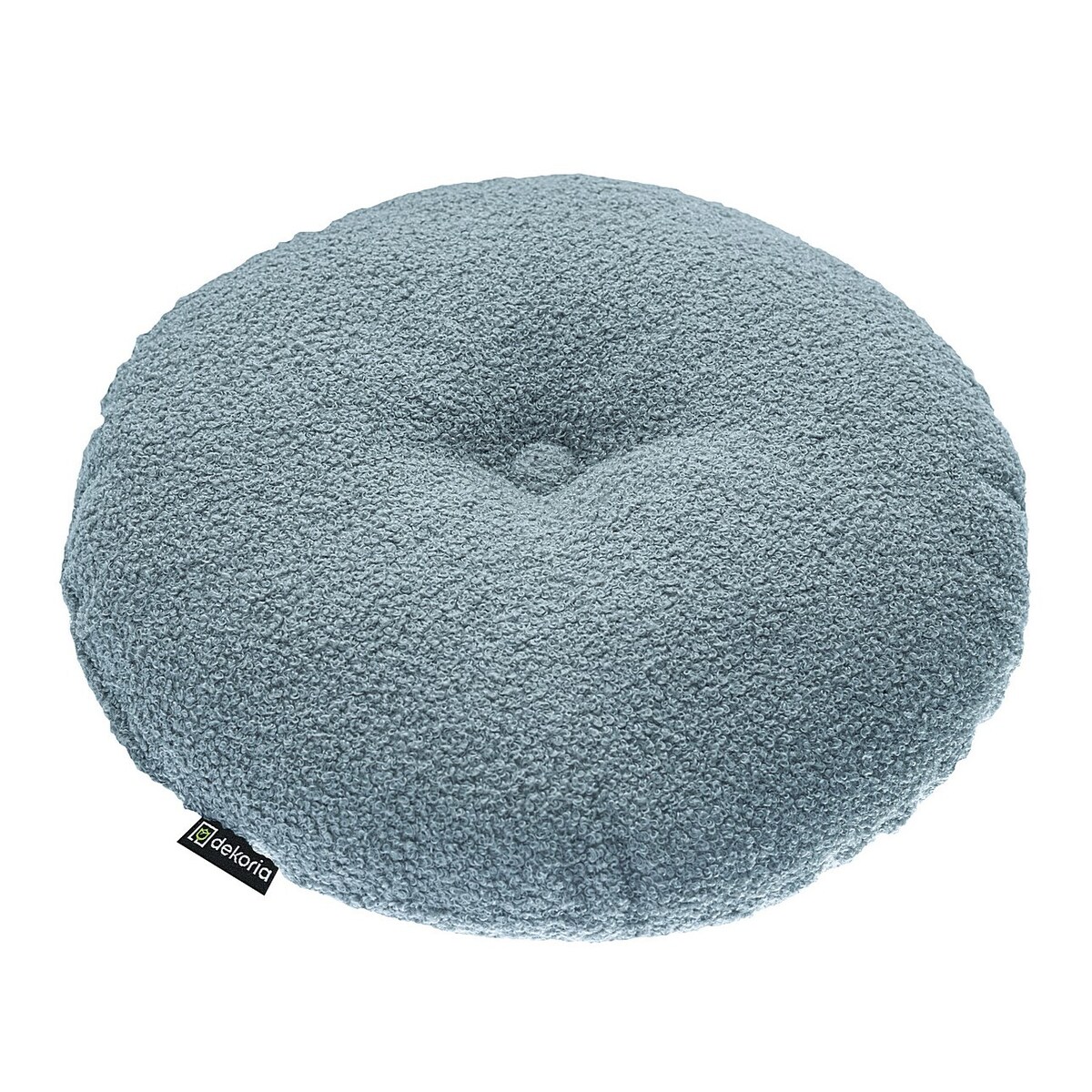 Poduszka okrągła z guzikiem, niebieska bukla, ⌀37 cm, Boucle Teddy