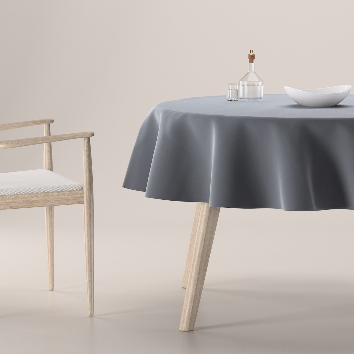 Obrus okrągły 130 x 130 cm grafitowy szary