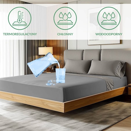 Prześcieradło ochronne wodoodporne z gumką 2w1, rozmiar 60x120 SMARTCEL kolor szary